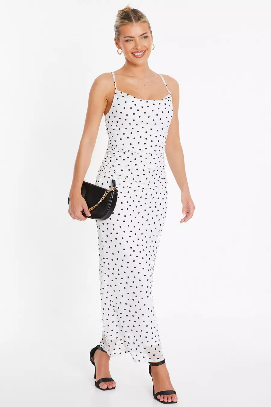 White Polka Dot Print Midaxi Dress | Quiz Clothing