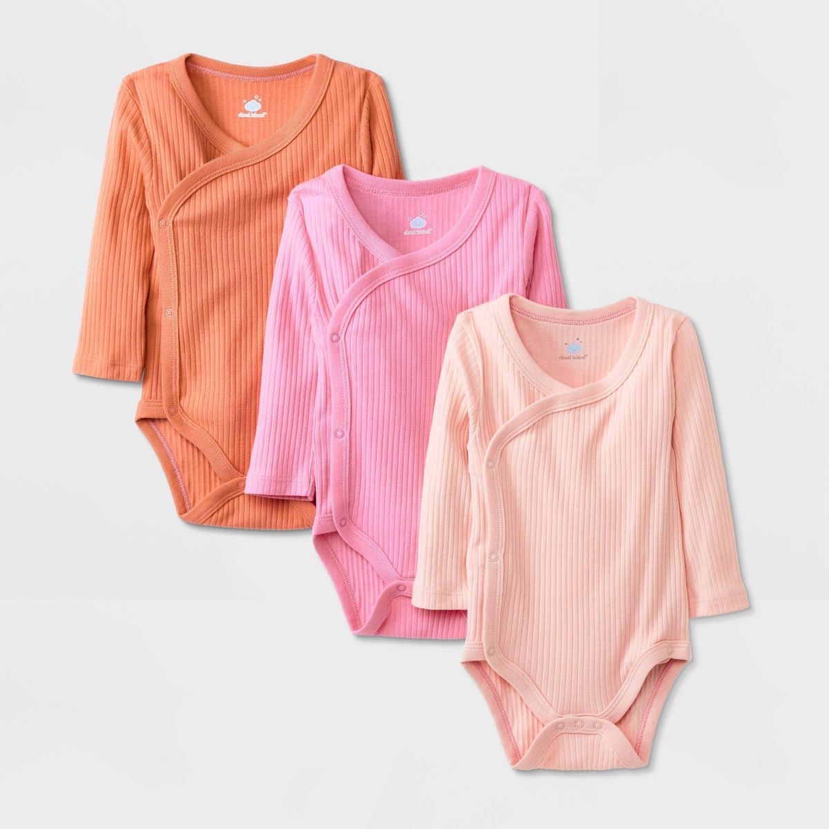 Baby Girls' 3pk Side Snap Long Sleeve Bodysuit - Cloud Island™ Pink | Target