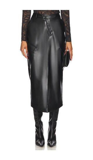 Sienna Asymmetrical Pocket Skirt in Black | Revolve Clothing (Global)