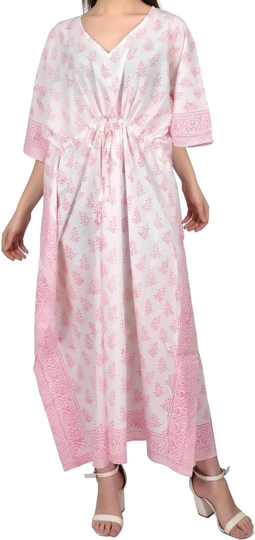 Cotton Block Print India Caftan Beach Dress Maxi Dress Kaftan Evening Dress Caftan for Womens | Amazon (US)