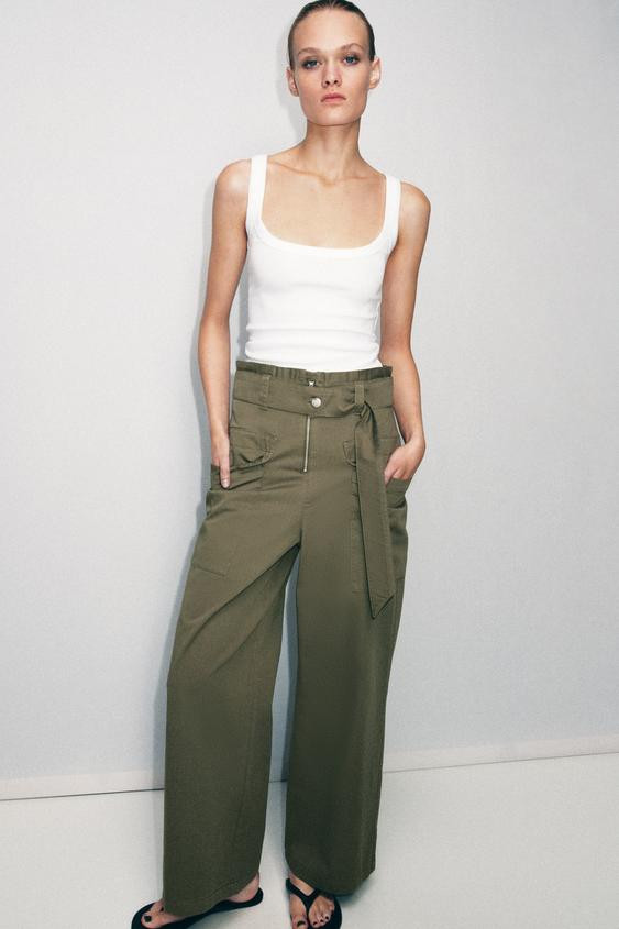 PAPERBAG CARGO TROUSERS WITH BELT | Zara UK