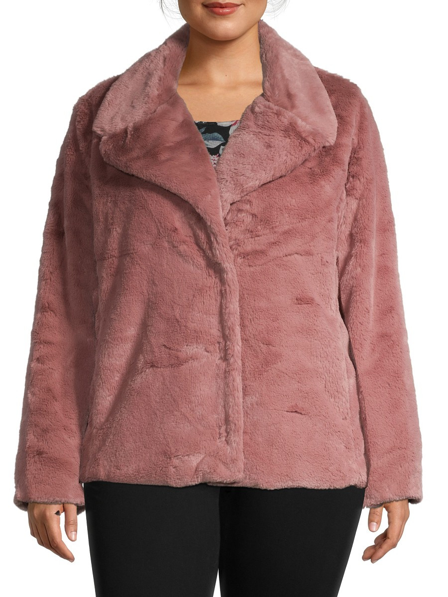 Avec Les Filles Women's Plus Notched Faux Fur Jacket - Rose Mauve - Size 1X (14-16) | Saks Fifth Avenue OFF 5TH