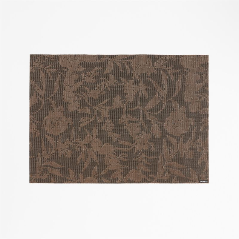 Chilewich ® Rectangular Earth Brown Floral Easy-Clean Vinyl Placemat | Crate & Barrel
