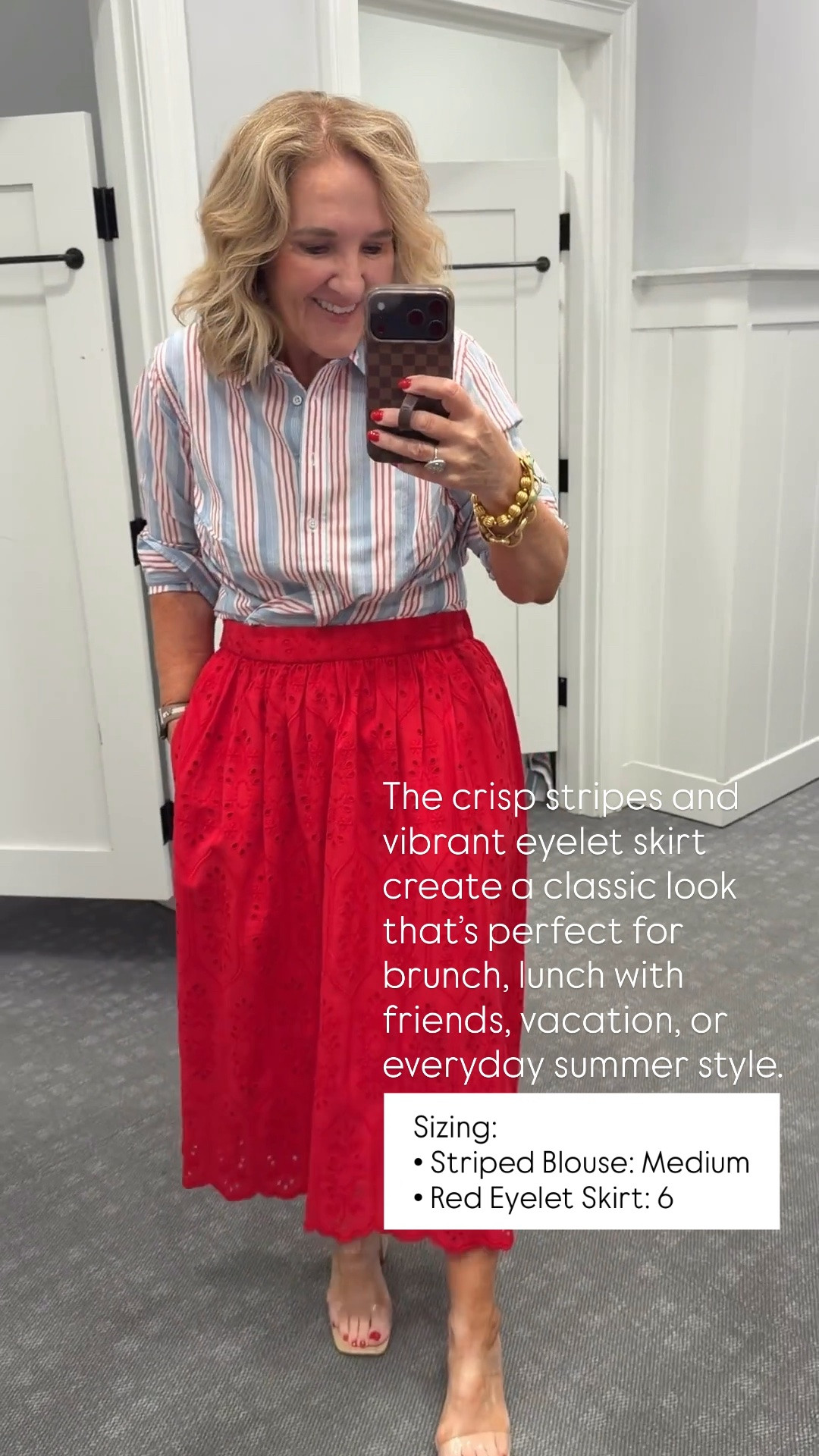 The crisp stripes with the vibrant eyelet skirt create a timeless look that’s perfect for brunch, lunch with friends, vacation, or everyday summer style. Even better, both pieces are ON SALE right now at Talbots, making it the perfect time to add them to your summer wardrobe.

💡 LTK MADE EASY
❤️ Heart = Support my posts!
🔖 Save = Get sale & restock alerts
📋 Lists = Keep favorites organized
📲 Share = Send lists and products to a friend. Hello, Christmas List!
💬 Comment = Ask me anything about sizing or fit.

#LTKootd #LTKOver40 #LTKSaleAlert