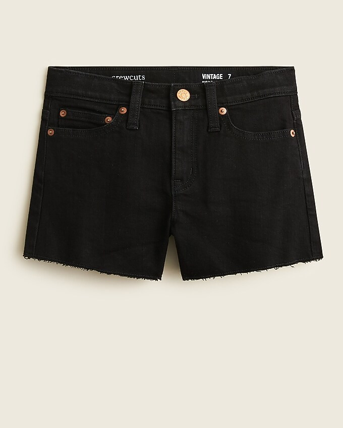 Girls' frayed-hem denim short in black | J. Crew US