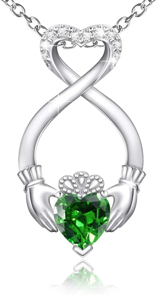 S925 Irish Claddagh Eternity Love Pendant Necklace Good Luck Jewelry Gift for Women Female Ladies... | Amazon (US)