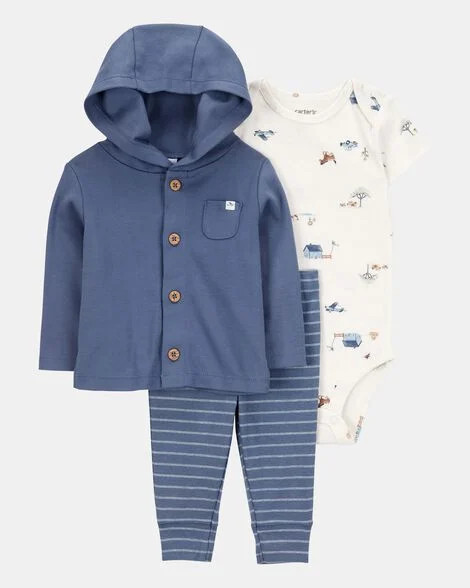 Carter's Baby Boys Barn Print 3-Piece Cardigan Set - Navy/White NB Navy/White | Carter's Inc