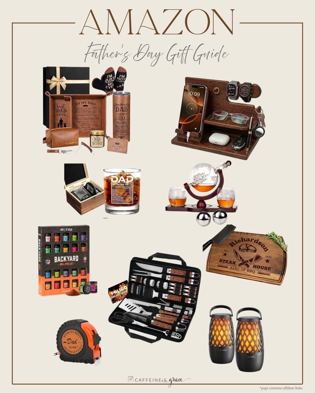 Still looking for the perfect Father's Day gift? 🎁 These Amazon finds are practical, thoughtful, and fun for the dad who loves grilling, entertaining, and spending time outdoors. From a gourmet grill spice kit and personalized whiskey glass to a BBQ utensil set, custom cutting board, and portable tiki speakers, these are gifts he'll actually use and enjoy. I also found the cutest dad-themed tape measure that's perfect for the DIY dad. Great gift ideas that make Father's Day shopping easy while showing Dad just how much he's appreciated. 
Father’s Day Gift Guide

#LTKHome