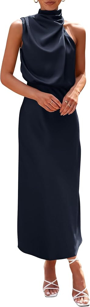 PRETTYGARDEN Women's Summer Satin Maxi Cocktail Dress | Amazon (US)