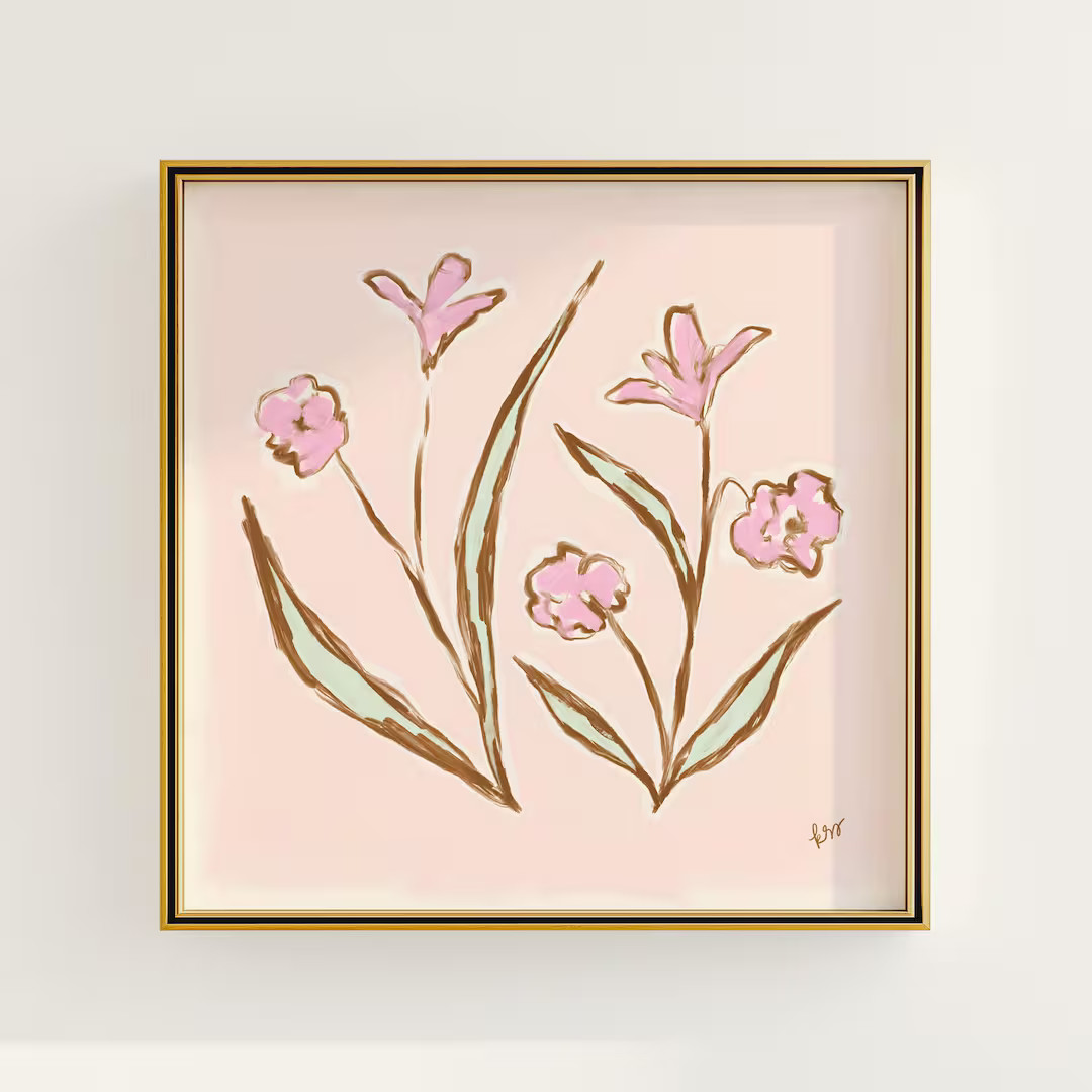 Modern Southern Floral Wall Art | Coastal Grandma Digital Download | Preppy Grandmillennial Art |... | Etsy (US)