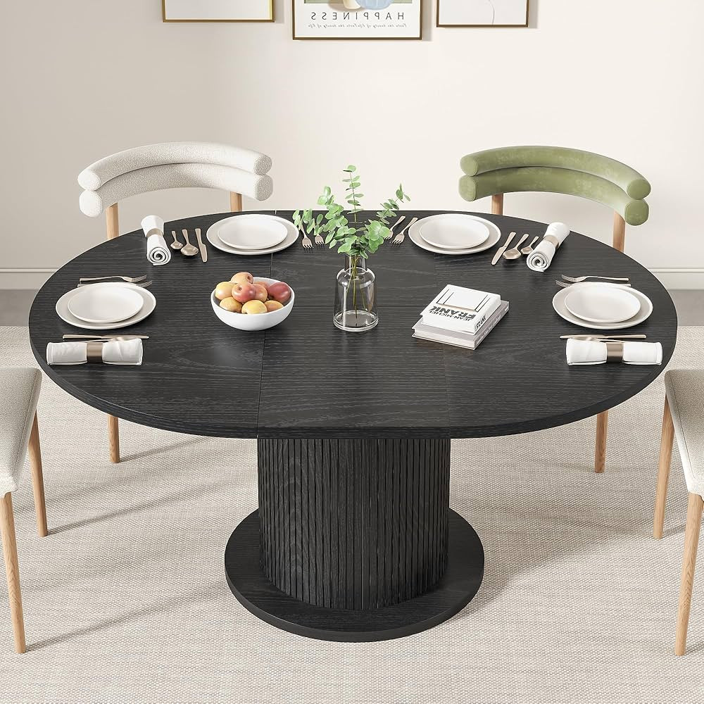 43.3 inch 59 inch Adjustable Size Round Dining Table for 4 6, Unique Design Modern Farmhouse Kitc... | Amazon (US)