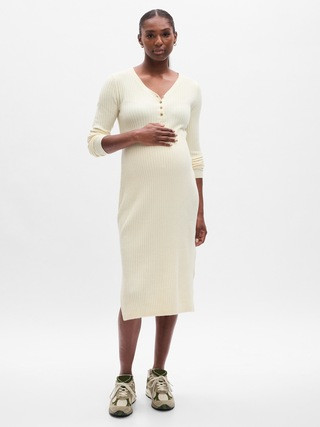 Maternity CashSoft Henley Midi Sweater Dress | Gap (US)
