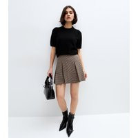 Women's Brown Houndstooth Pleated Skirt New Look | New Look (UK)