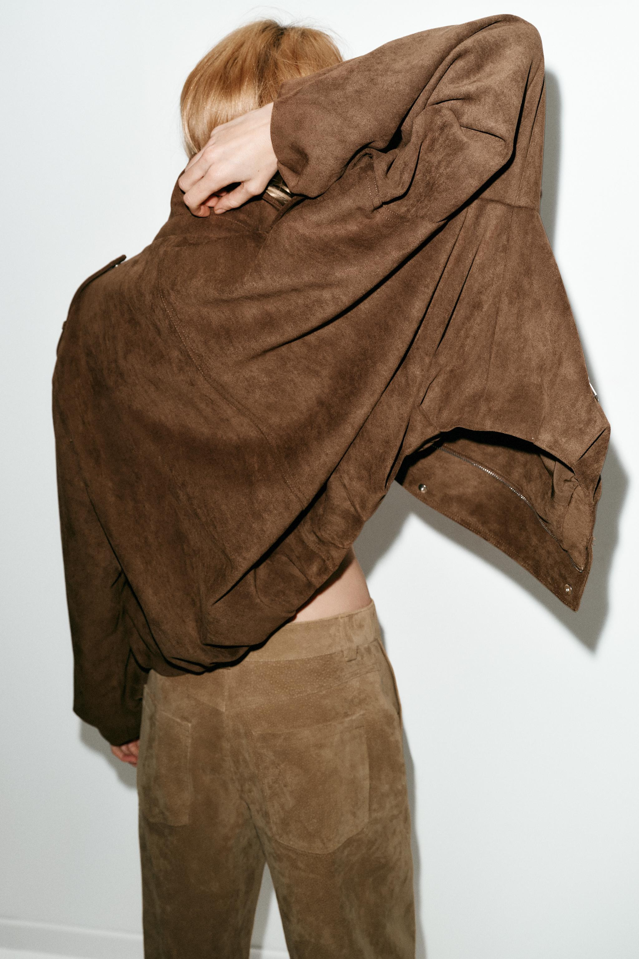 OVERSIZE FAUX SUEDE BIKER JACKET | Zara UK