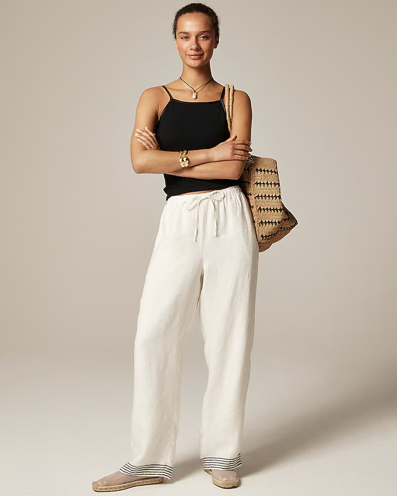 New Soleil pant in striped linen | J. Crew US