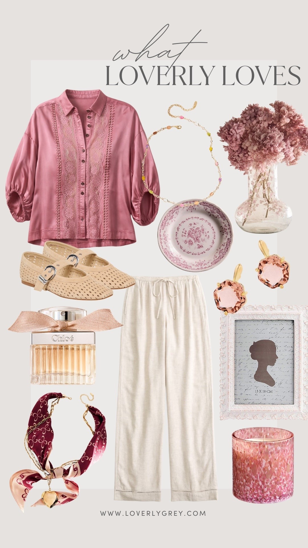 Soft romance meets everyday comfort 🤍🌸 Lace-detail blouse, breezy wide-leg pants, woven flats, and blush accessories for a polished but effortless look. 

loverly grey, romantic neutral outfit, lace blouse, wide leg pants, woven mary jane flats, feminine spring style, vintage home decor


#LTKSeasonal #LTKHome #LTKootd