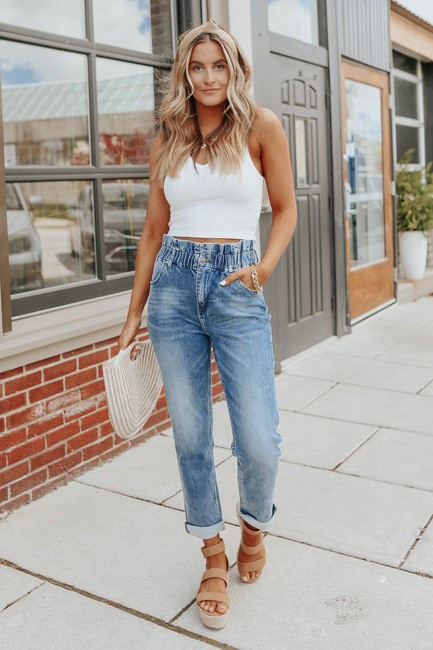 Brooke Paperbag Dark Wash Jeans | Magnolia Boutique