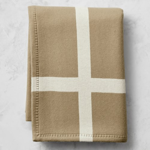 Cashmere & Wool Equestrian Throw, 50"" X 70"", Sand | Williams-Sonoma