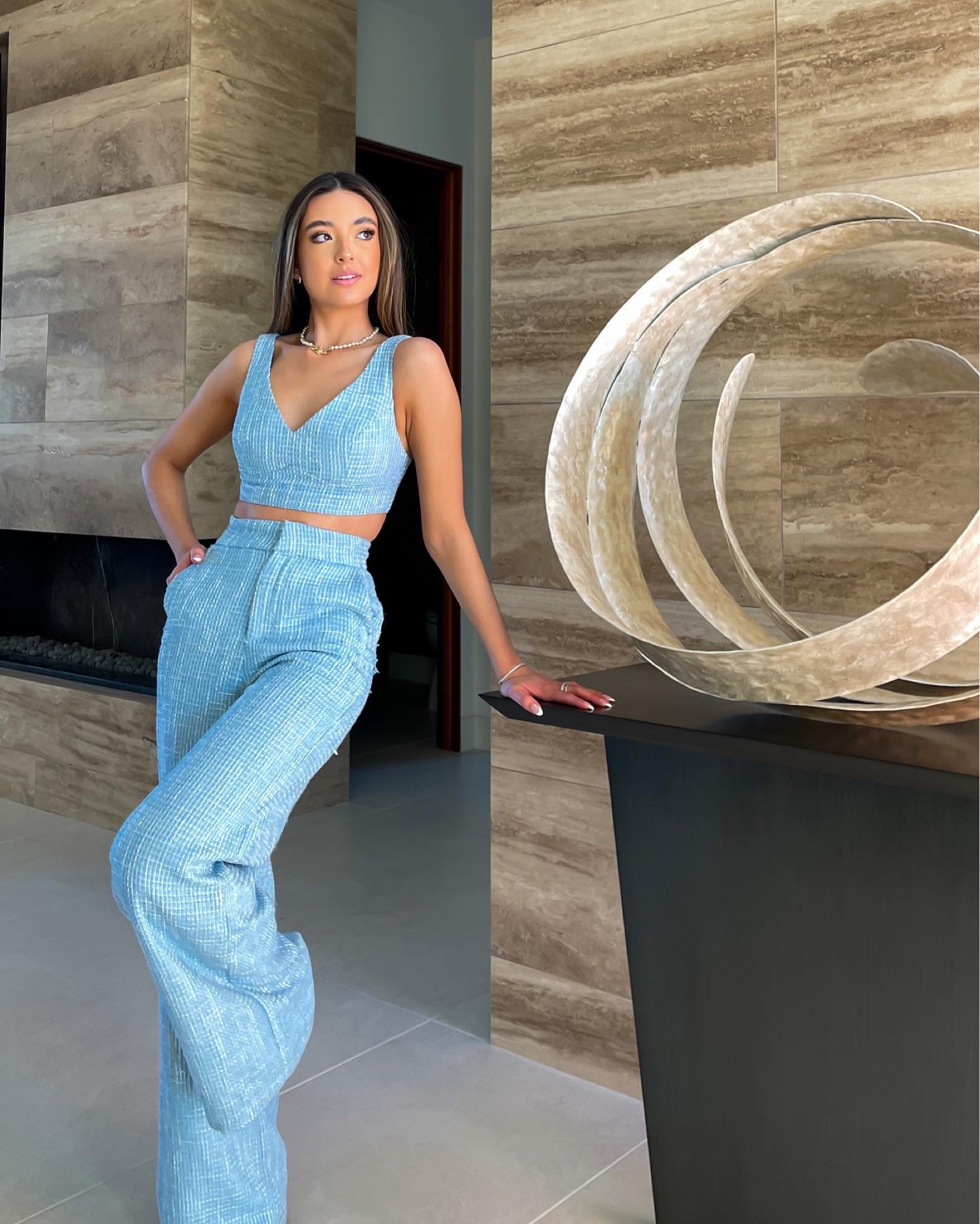 Blue Two piece wide leg set 

#LTKbeauty #LTKworkwear #LTKstyletip
