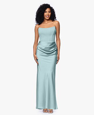 Women's Mixed-Media Strapless Corset Gown | Macy's