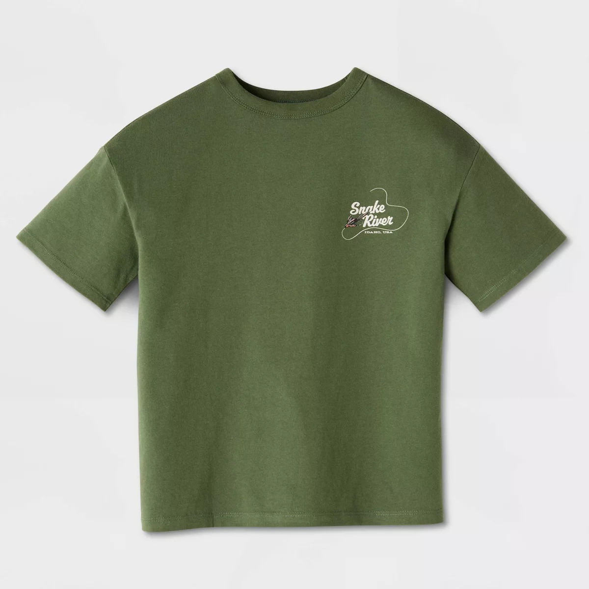 Boys' Short Sleeve 100% Cotton Fish Oversized Graphic T-Shirt - Cat & Jack\u2122 Moss Green XS | Target