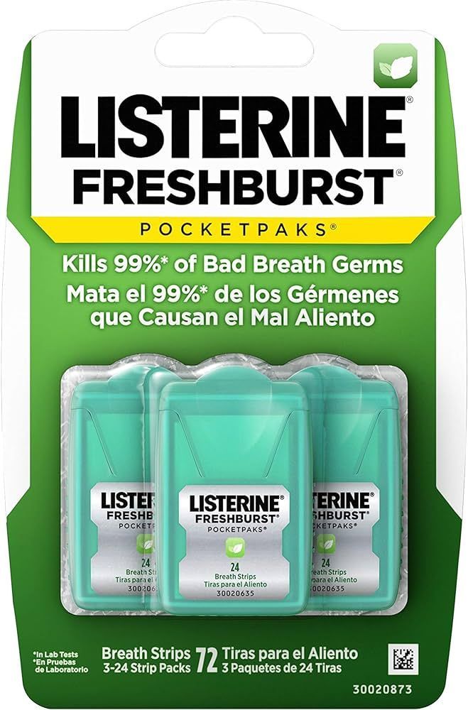 Listerine Freshburst Pocketpaks Breath Strips, Dissolving Breath Freshener Strips Kill 99% of Ger... | Amazon (US)