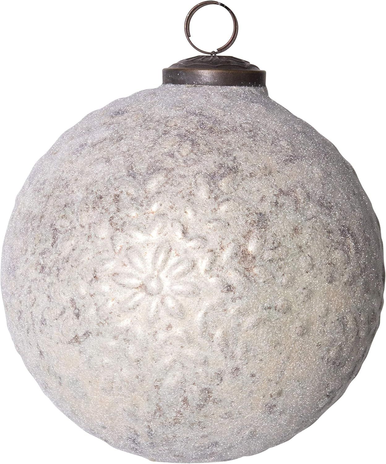 Creative Co-Op Embossed Mercury Ball Glass Ornament, Gold | Amazon (US)