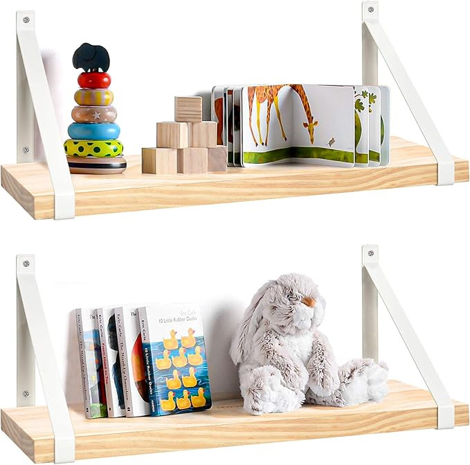 Labcosi Natural Wood Floating Shelves Wall Mounted for Bathroom, Bedroom, Living Room, Kitchen, O... | Amazon (US)