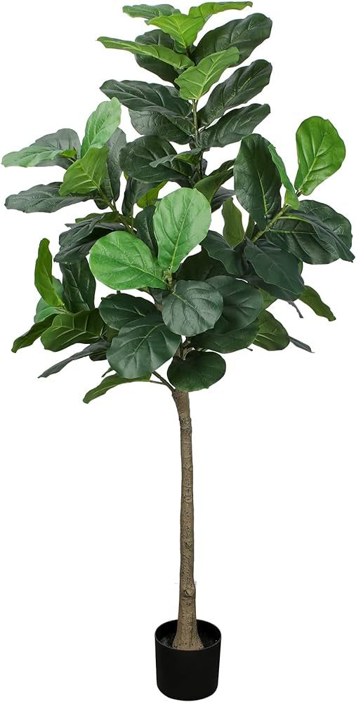 Yepdin Artificial Fiddle Leaf Fig Tree 6 Ft with Plastic Pot Artificial Tree,Ficus Lyrata Faux Tr... | Amazon (US)