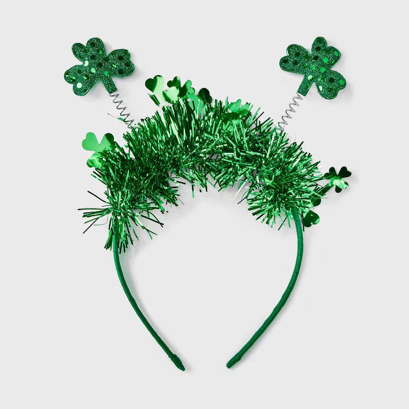 Shamrock and Tinsel Crown Headband - Green | Target