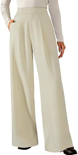 Arach&Cloz Women's Wrinkle-Free Pleated Business Wide Leg Pants Fall 2025 | Amazon (US)