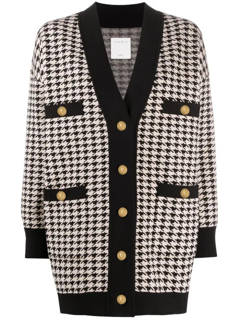 SANDRO Houndstooth Cardigan - Farfetch | Farfetch Global
