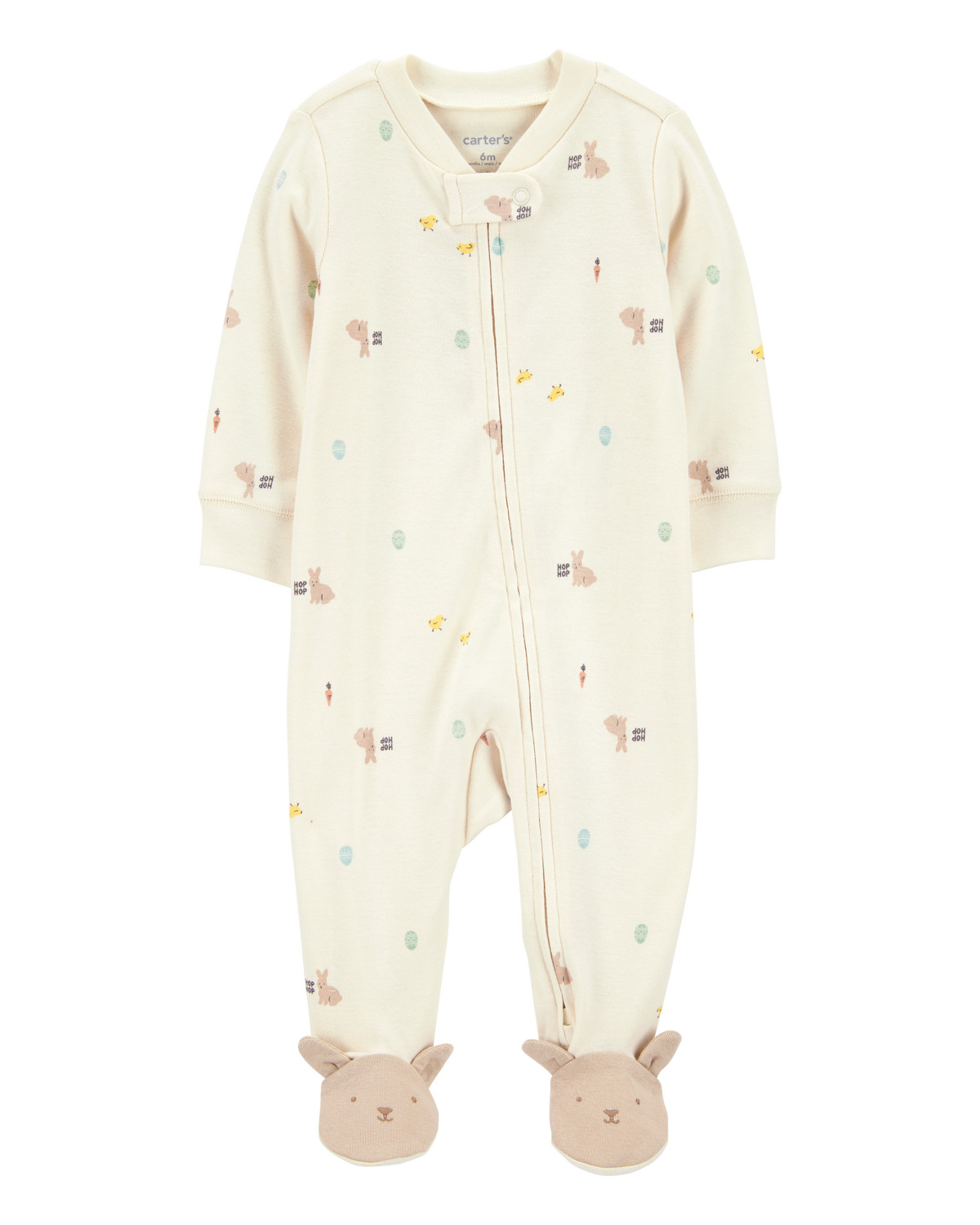 Baby Bunny 2-Way Zip Cotton Sleep & Play Pajamas - Cream | Carter's Inc