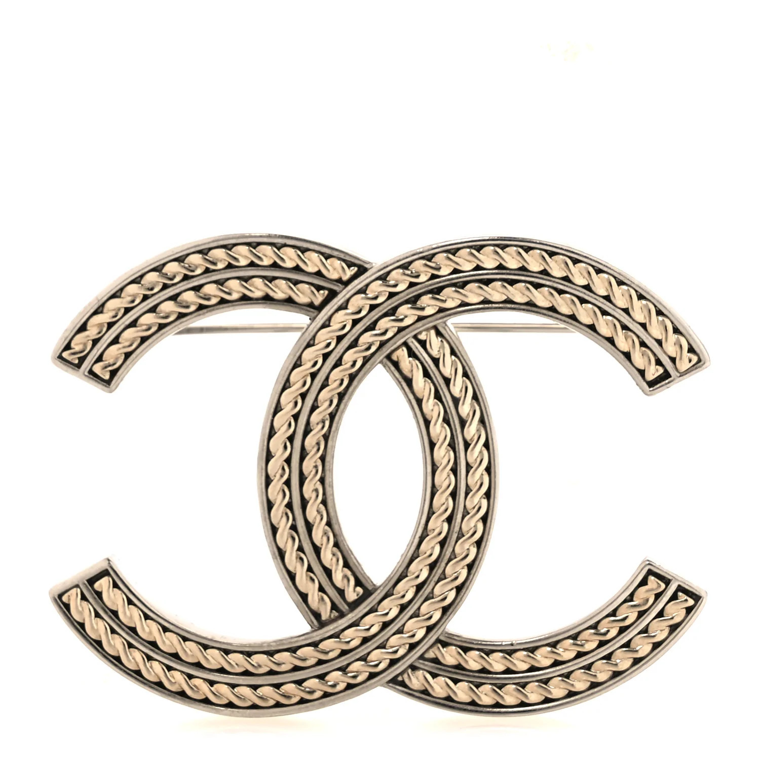 Chanel Twisted CC Brooch Silver Gold 1888481 | FASHIONPHILE (US)