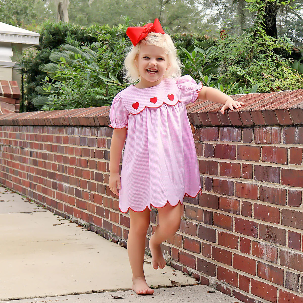 Cute Heart Pink Gingham Amelia Dress | Classic Whimsy