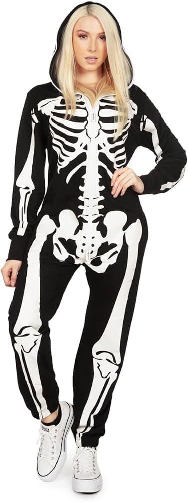 Tipsy Elves Halloween Skeleton Costume for Women - Comfy Easy Adult Onesie Jumpsuit - Front and B... | Amazon (US)