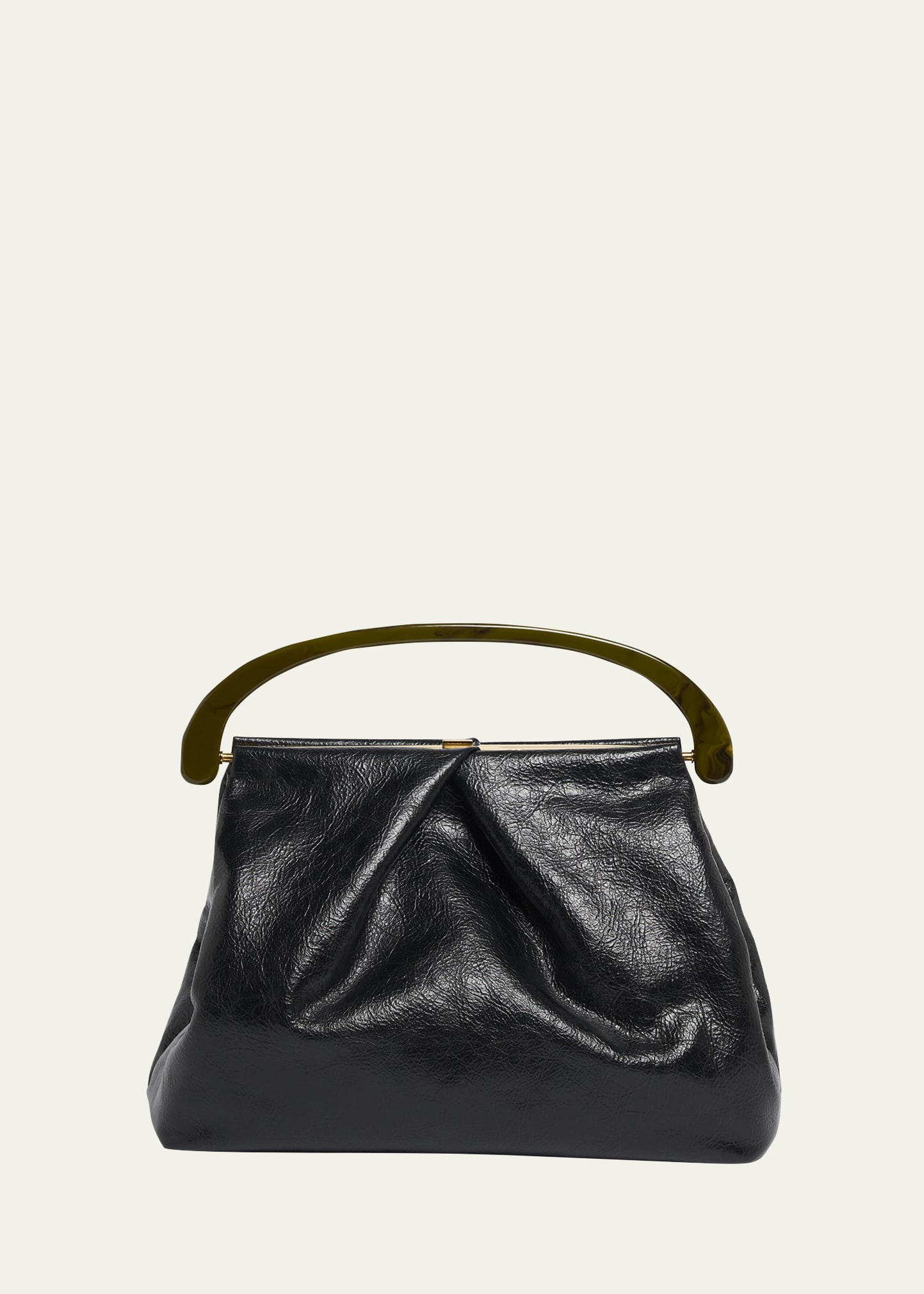 Dries Van Noten Pleated Crinkled Leather Top-Handle Bag | Bergdorf Goodman