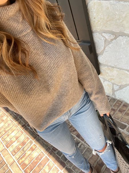 Cozy sweater Xs ok sale tan color fall outfit jeans 24s 

#LTKunder50 #LTKunder100 #LTKsalealert
