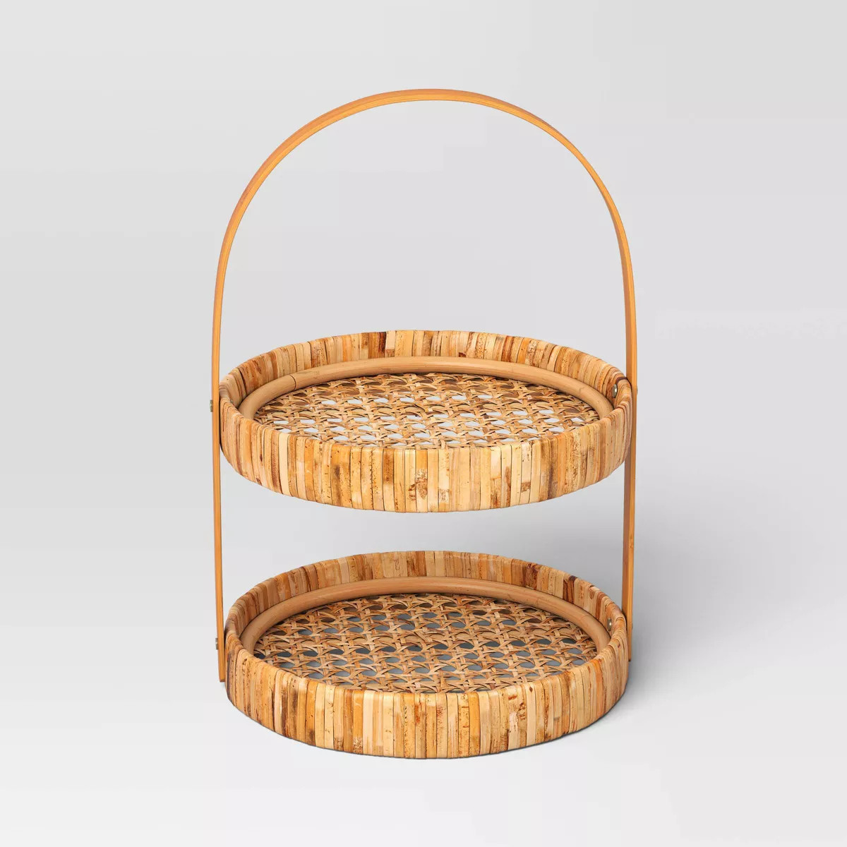 11" Rattan Cane Serving Tiered Stand - Threshold™ | Target