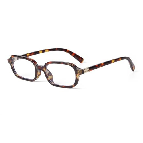 JUDOO Retro Rectangle Glasses for Women Men Tortoise Shell Blue Light Blocking Glasses Small Square Vintage Cute Eyeglasses (Tortoise Frame/Blue Light Blocking Lens) | Amazon (US)