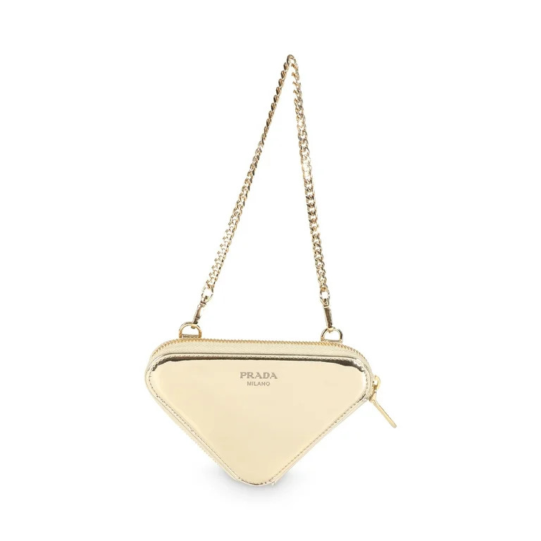 Pre-Owned Prada Gold Satin Crystal Embellished Mini Triangular Pouch | Walmart (US)