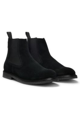 BOSS Elasticated-panel Chelsea boots in suede - Black Men's Boots size 10 | Hugo Boss (US)