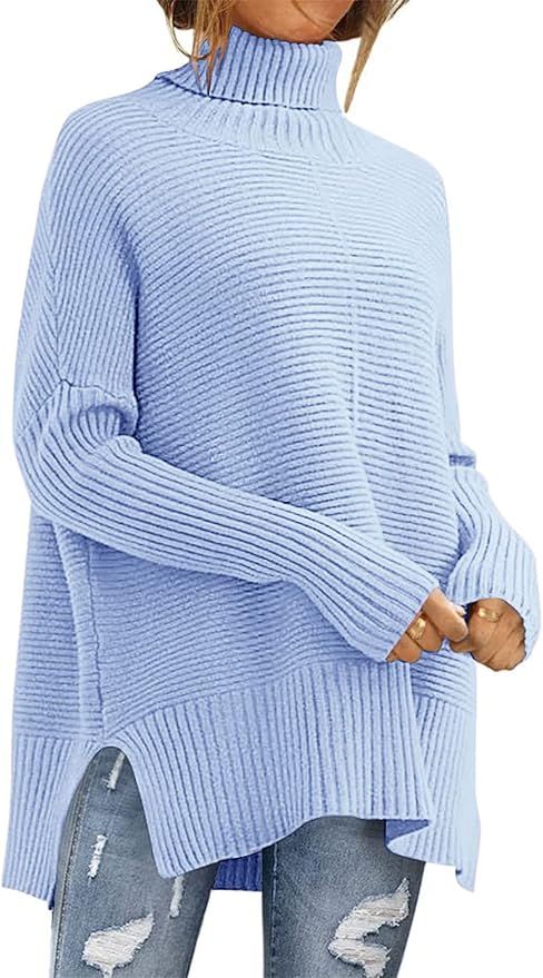 PRETTYGARDEN Women's Fall Oversized Turtleneck Sweater Casual Long Sleeve Chunky Knit Pullover Wi... | Amazon (US)