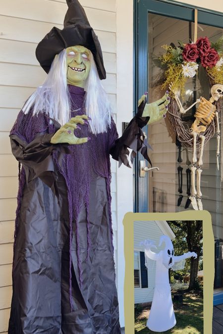 Halloween outdoor decorations animated witch ghost blow up 