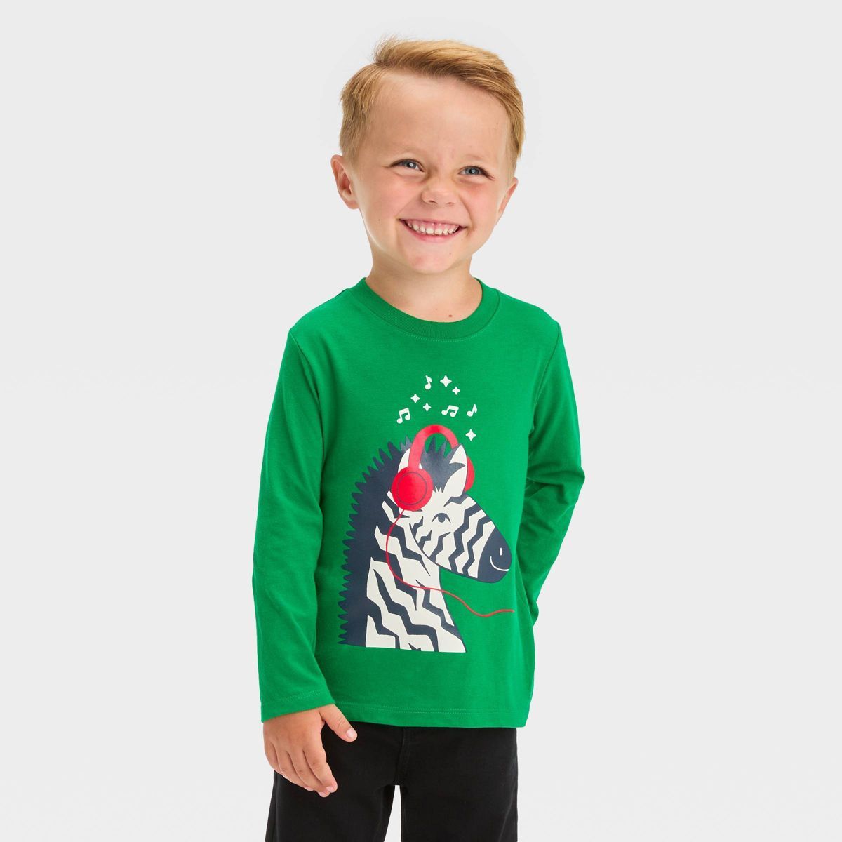Toddler Boys' Long Sleeve Zebra Graphic T-Shirt - Cat & Jack™ Green | Target