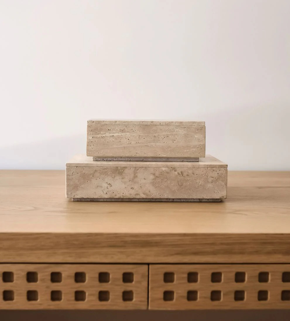 Hilton Travertine Storage Box | Le Maé