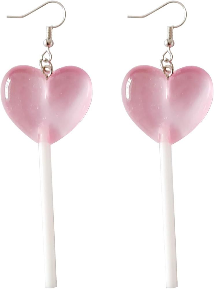 ROSTIVO Heart Lollipop Earrings Cute Candy Dangle Earrings for Women and Girls Resin Heart Earrin... | Amazon (US)