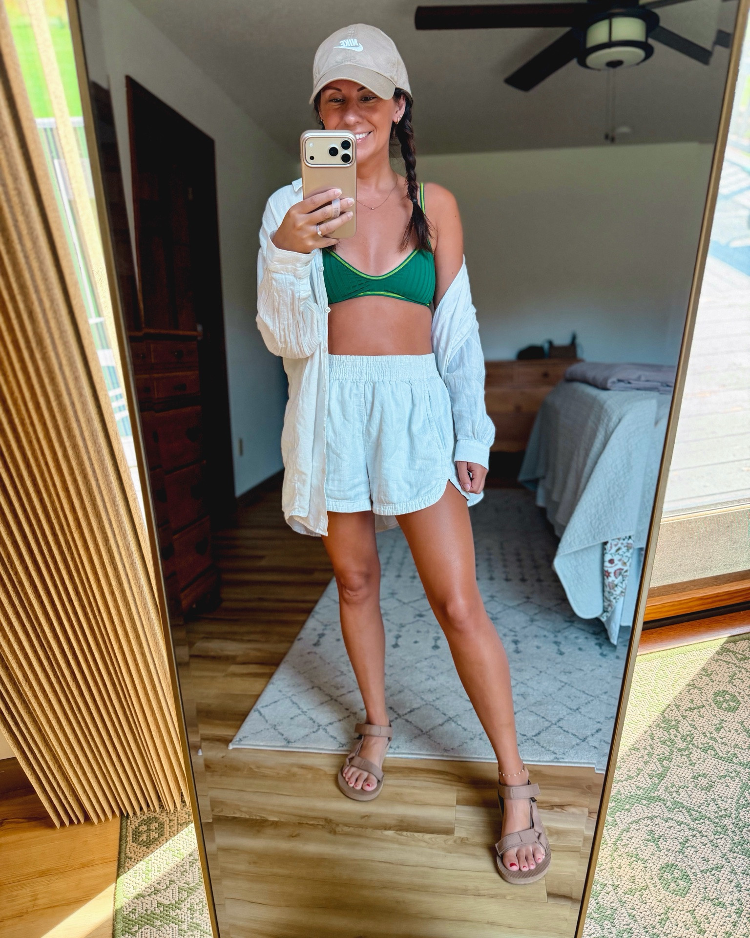 xs in my bikini top and bottoms! My shorts and button up are older so linked similar! My teva sandals are size 6

#LTKPetite #LTKSwim #LTKSeasonal