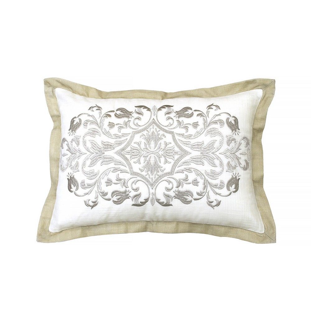 Pemberly Embroidered Throw Pillow Beige - Beautyrest | Target
