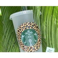 Leopard Print Starbucks Reusable Cold Cup, Leopard Starbucks Hot Cup, Starbucks Tumbler, Personalized Starbucks Coffee Cup | Etsy (US)